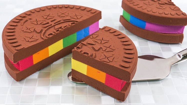Learn Colors Kinetic Sand Food Rainbow Oreo Cake DIY How to Make for Kids