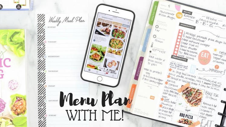 Menu Plan With Me! ????????????????Happy Planner Recipe Planner and Half Sheets | At Home With Quita