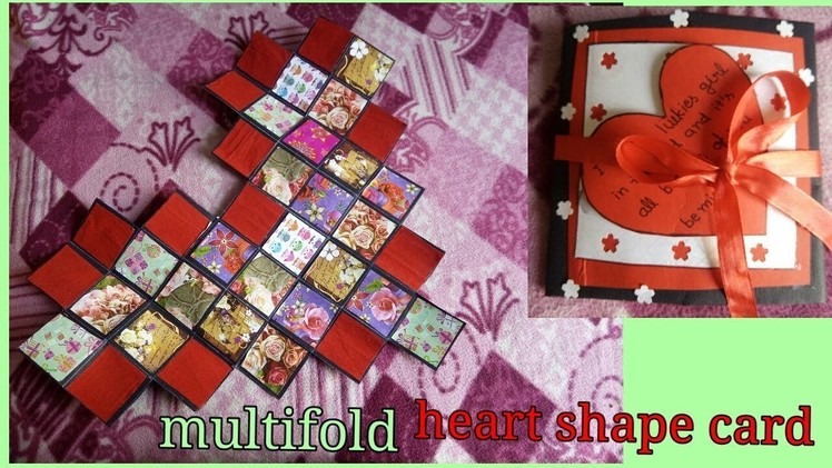Multi fold heart shape card making.photo scrapbook