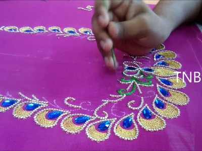 Simple maggam work blouse designs | hand embroidery simple flowers | basic embroidery stitches