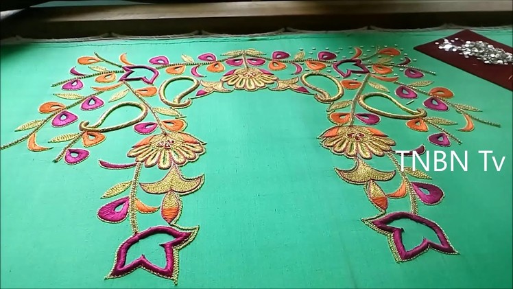 Simple maggam work blouse designs | hand embroidery flowers for beginners | hand embroidery designs