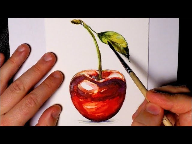 WATERCOLOR PAINTING - HOW TO PAINT 3D Cherry
