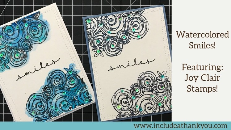 Watercolor SMILES Card | Featuring Joy Clair Stamps | Simple Watercoloring