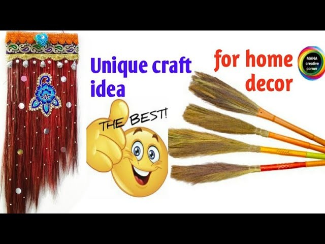 Best out of waste Broom craft idea#Diy wall hanging with broom#beautiful broom craft for home decor