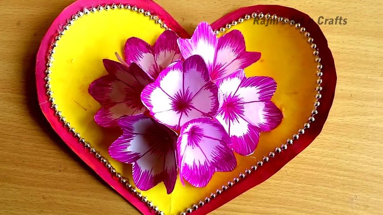 DIY 3D flower POP UP card | Easy Pop Up Card Tutorial | Handmade craft | making this Valentine card