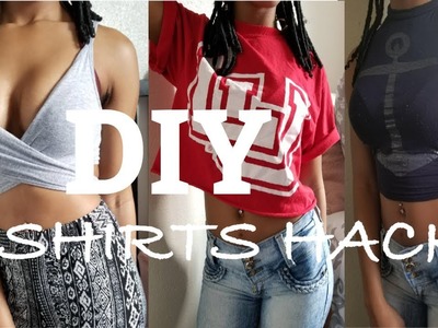 DIY CLOTHES! 3 EASY T-SHIRT REVAMP HACKS!