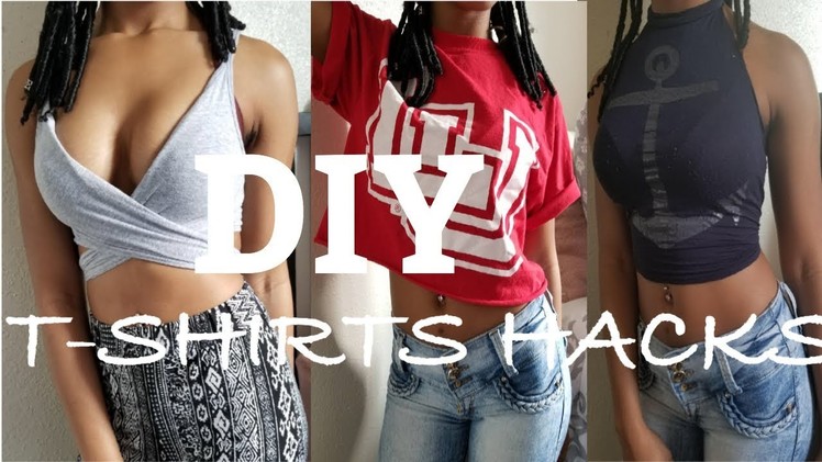 DIY CLOTHES! 3 EASY T-SHIRT REVAMP HACKS!