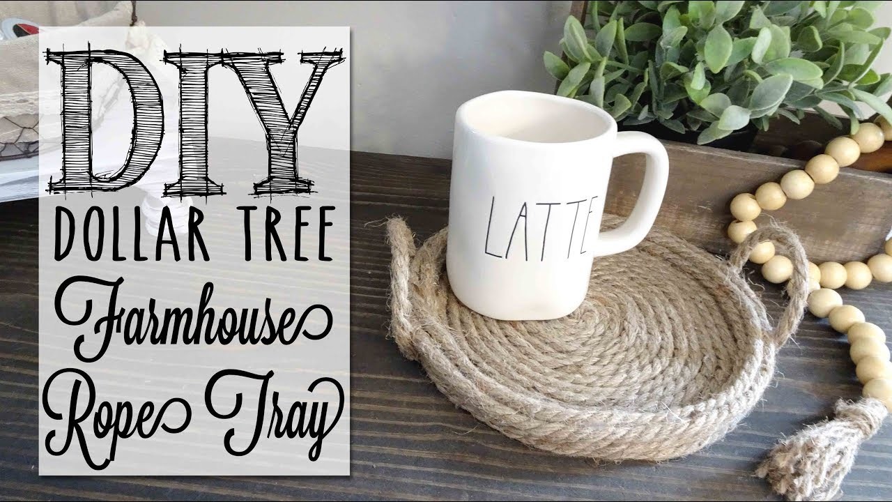 DIY Farmhouse Rope Tray, Dollar Tree Hack