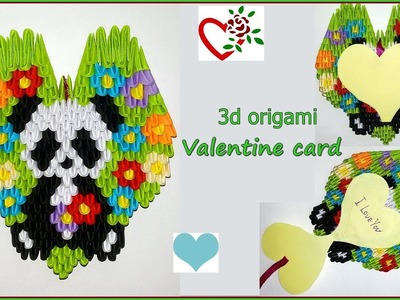 DIY.How to make Valentine's card. 3d origami panda.