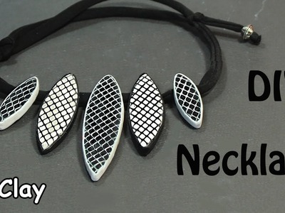 DIY white and black necklace with web decor - Polymer clay tutorial