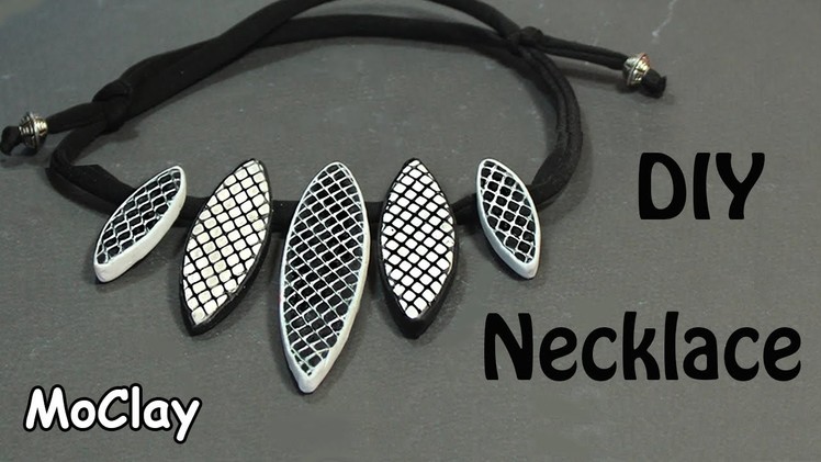 DIY white and black necklace with web decor - Polymer clay tutorial