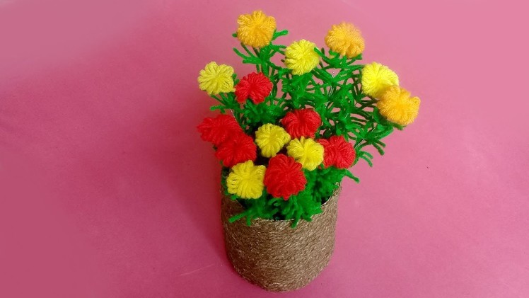 DIY Woolen flowers | How to make flowers out of Woolen | Woolen Flower Craft
