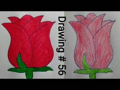 Drawing # 56 || Step By Step Tutorial Hindi || How to Draw Red Rose || Mahipal Rajput