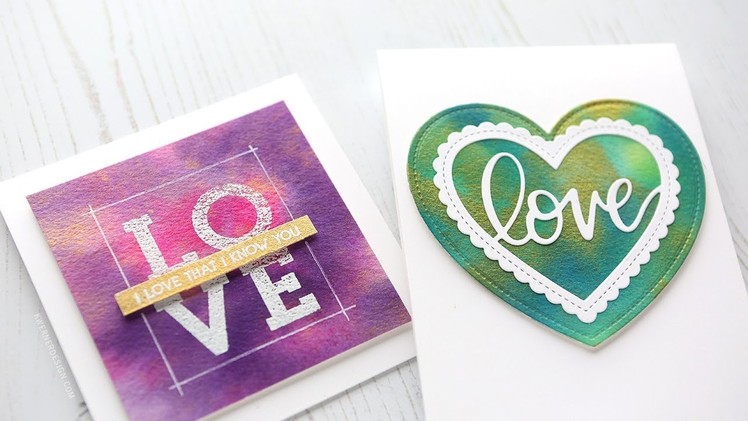EASY SHIMMER WATERCOLOR Valentine's Day Cards