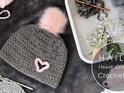 Free Crochet Pattern Tutorial for the Hailey Heart Hat by Lakeside Loops