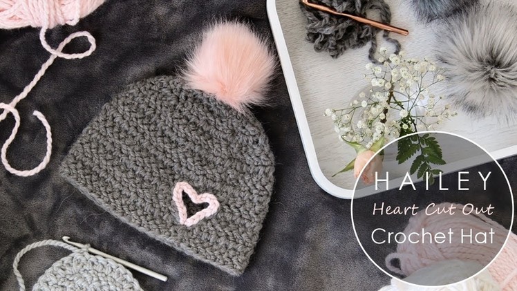 Free Crochet Pattern Tutorial for the Hailey Heart Hat by Lakeside Loops