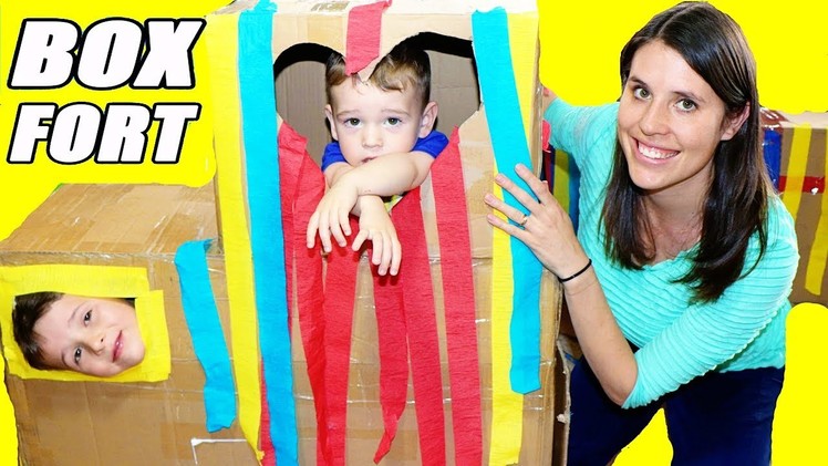 GIANT BOX FORT! DIY Cardboard Play House Tutorial For Kids Party Fun