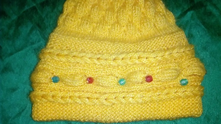 Handmade. .  girls.  crochet yellow. cap. 
