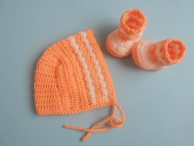 How to crochet Bonnet Hat and Booties