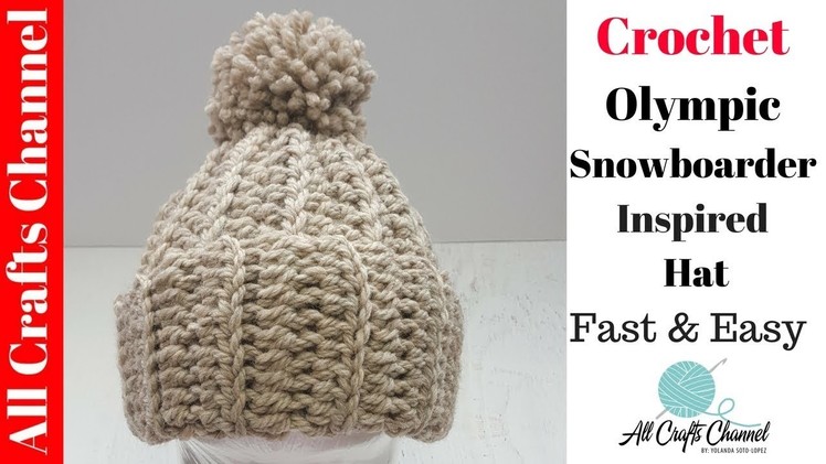 How to Crochet the Olympic Snowboarder Inspired  Hat - Easy Beginner Level