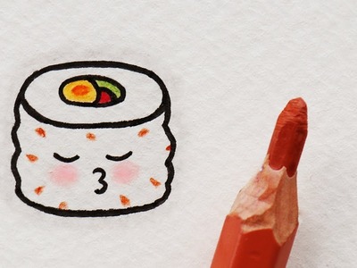 How to draw a cute Sushi | Step by step art for kids