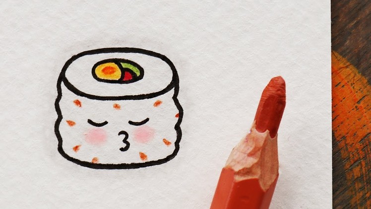 How to draw a cute Sushi | Step by step art for kids