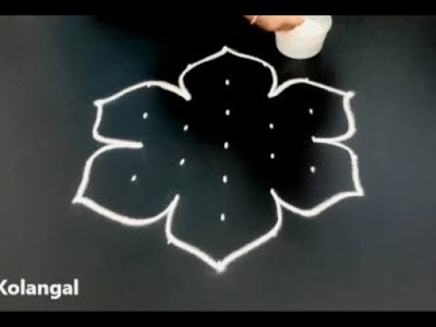 How to draw simple muggulu designs | easy 7X4 dots rangoli | simple kolam designs