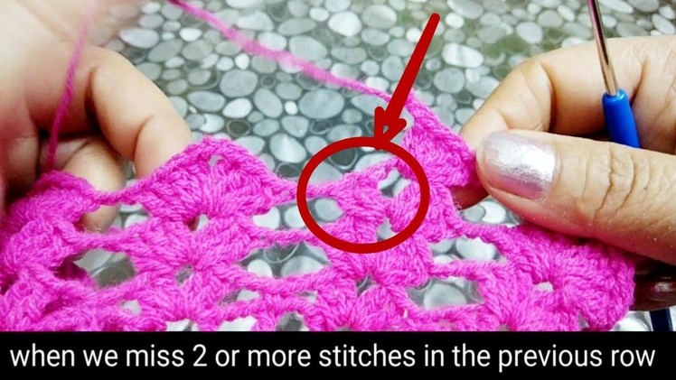 How to Fix More Than one  Missed Crochet stitches in the previous row