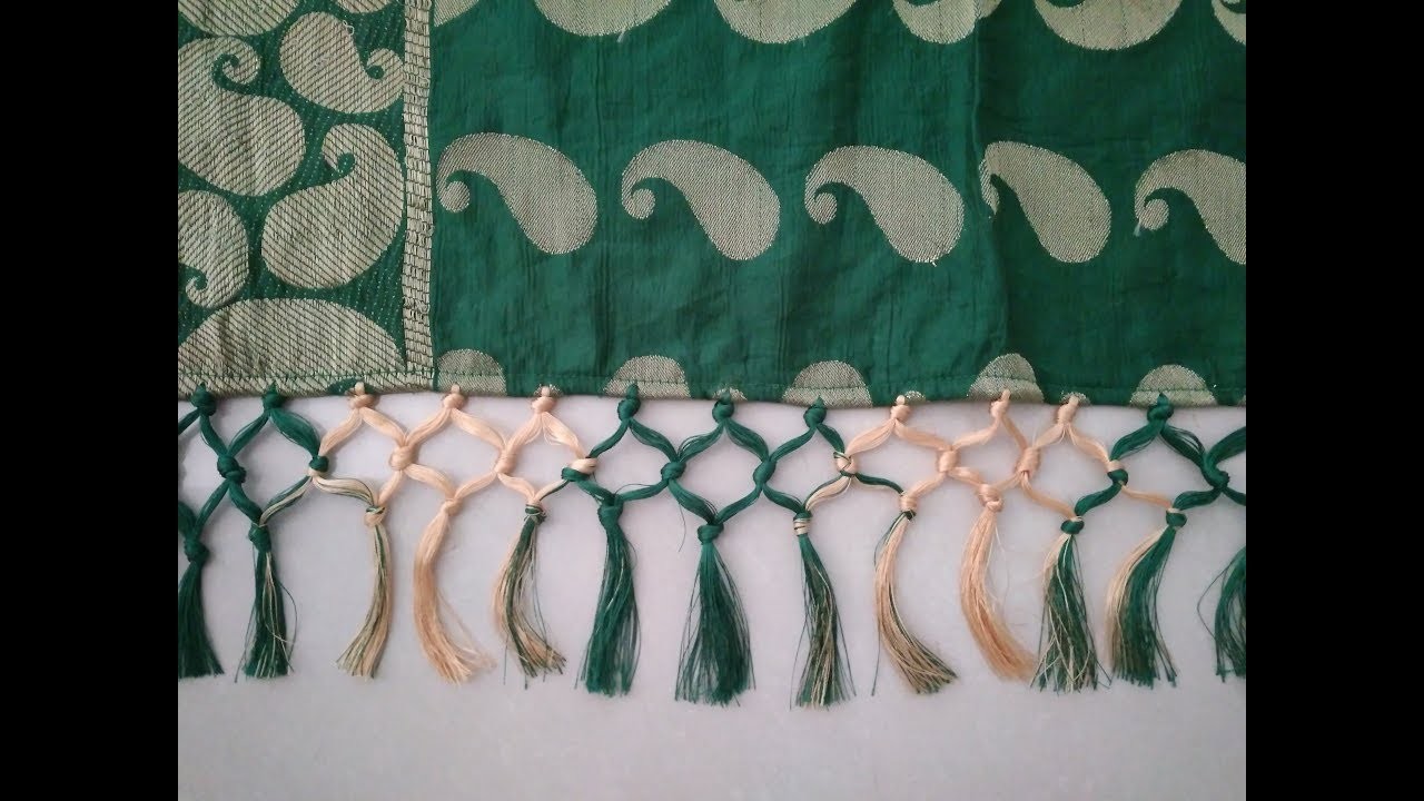 How to Make Double Color Saree Kuchu at home - Long Tessels Full Tutorial | Art with HHS