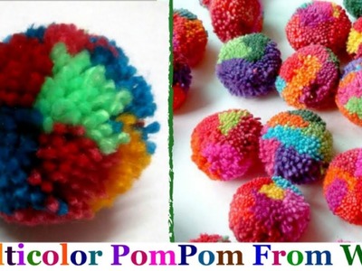 Multicolor Pom Pom Making-How to make yarn.wool pompom step by step at home|DIY Yarn.Wool craft idea
