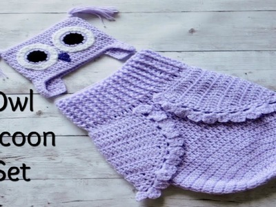 Owl cocoon set for newborns. owl baby blanket sack