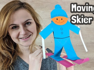 Paper Skier DIY for kids - moving and fun craft to make