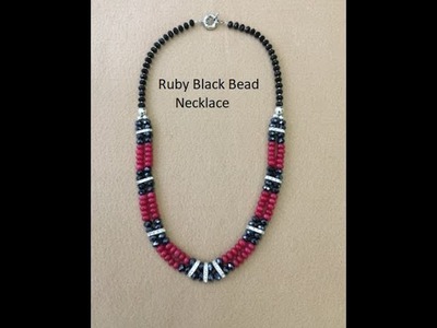 Ruby Black Bead Necklace (DIY)