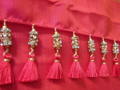 Saree kuchu design using stone beads #1. How to make Stone beads Saree kuchu