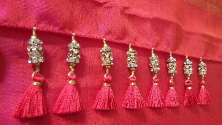 Saree kuchu design using stone beads #1. How to make Stone beads Saree kuchu
