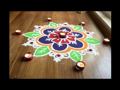 Simple , Easy and Quick freehand Rangoli designs with colours. Rangoli Designs by Shital Daga
