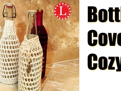 Wine bottle Cover LOOM KNIT on Round Loom (Mesh Sleeve Cozy) Loomahat