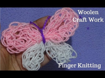 Woolen Craft Ideas || Woolen Craft Design || making Butterfly by finger knitting.