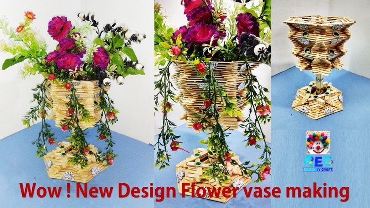 Wow ! New Design Flower vase making I Ice cream stick | home decor