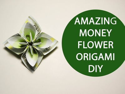 Amazing Money Euro Flower Origami Tutorial DIY  Folded No glue