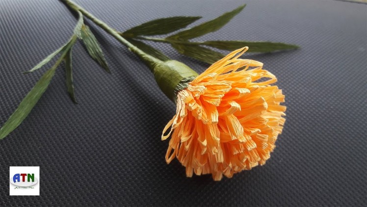 ATN Craft: Lovely Marigold Flower Paper Craft | How To Craft Marigold Flower From Crepe Paper