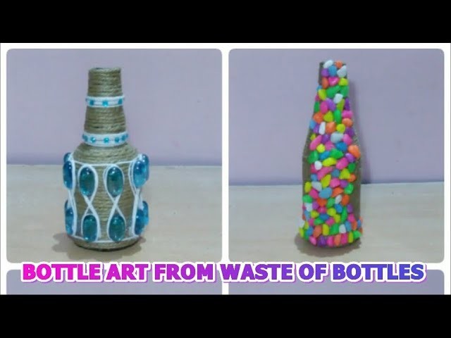 DIY BOTTLE CRAFT DECOR.WASTE OF EMPTY GLASS BOTTLES