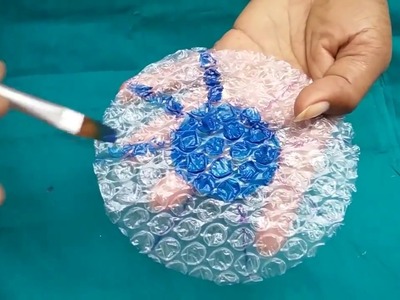 DIY bubble wrap craft ideas, diwali special, best out of waste, how to make diya stand decoration