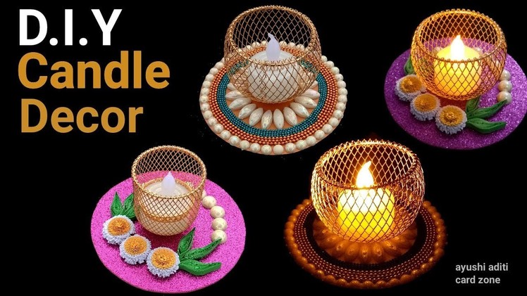 Diy candle decorating ideas | Diy candle holder | Diwali decoration ideas |