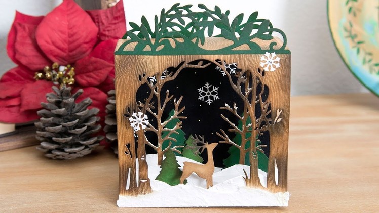 DIY Collapsible Holiday Shadow Box by Katelyn Lizardi | Sizzix