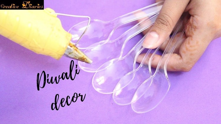 DIY Diwali Decoration with plastic spoon idea I Easy Diwali craft I Creative Diaries