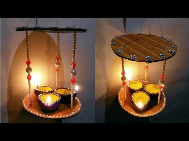DIY Diya Stand.Diwali Diya Decoration ideas. How to make Hanging Diya Stand for Diwali