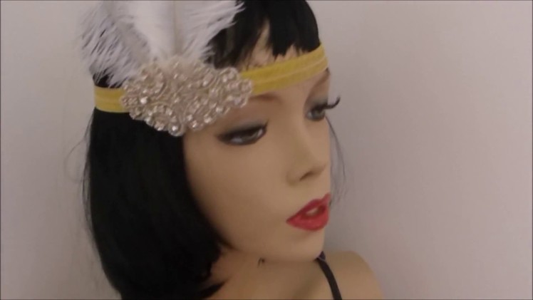 DIY Gatsby headband tutorial, how to make a 1920s flapper feather headpiece