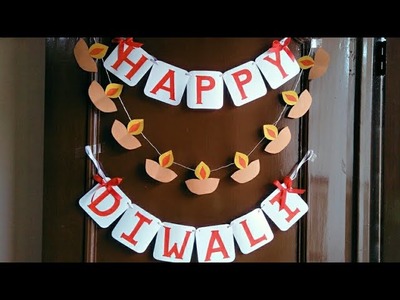 DIY Happy Diwali Door Hanging.Diwali Decoration Ideas. Door Hanging with paper at home. Paper Toran