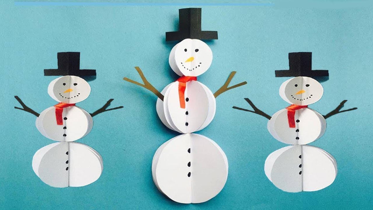 DIY Paper Snowman Craft, Easy Snowman Making Ideas by Hacksland